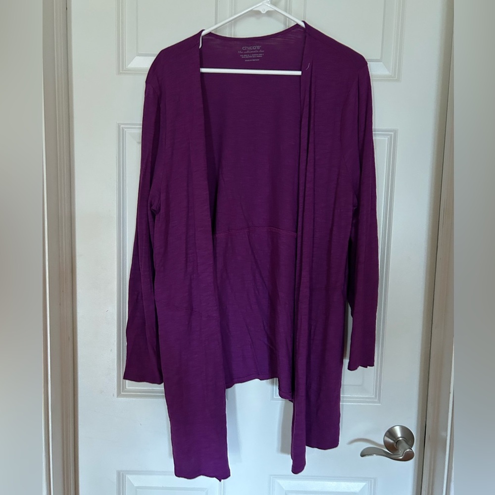 Chico's Ultimate Tee Lightweight Set -Open-Front Coverup & 3/4” Sleeve Top EUC
